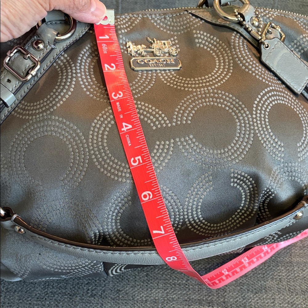 COACH Madison Dotted Op Art Sophia Satchel with Removable Strap 14”x10”x3” - Picture 11 of 12